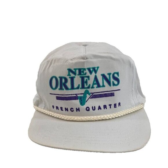 New Orleans French Quarter Snapback Hat Cobra Caps Adjustable Vtg Braid Rope Sax - Picture 1 of 10